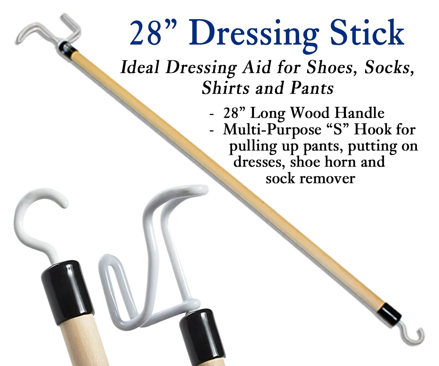 7-Piece Hip Knee Replacement Kit with Leg Lifter, 19 and 32 Inch Rotating Reacher Grabber, Long Handle Shoe Horn, Sock Aid, Dressing Stick, Bath Sponge - Ideal for Knee or Back Surgery Recovery