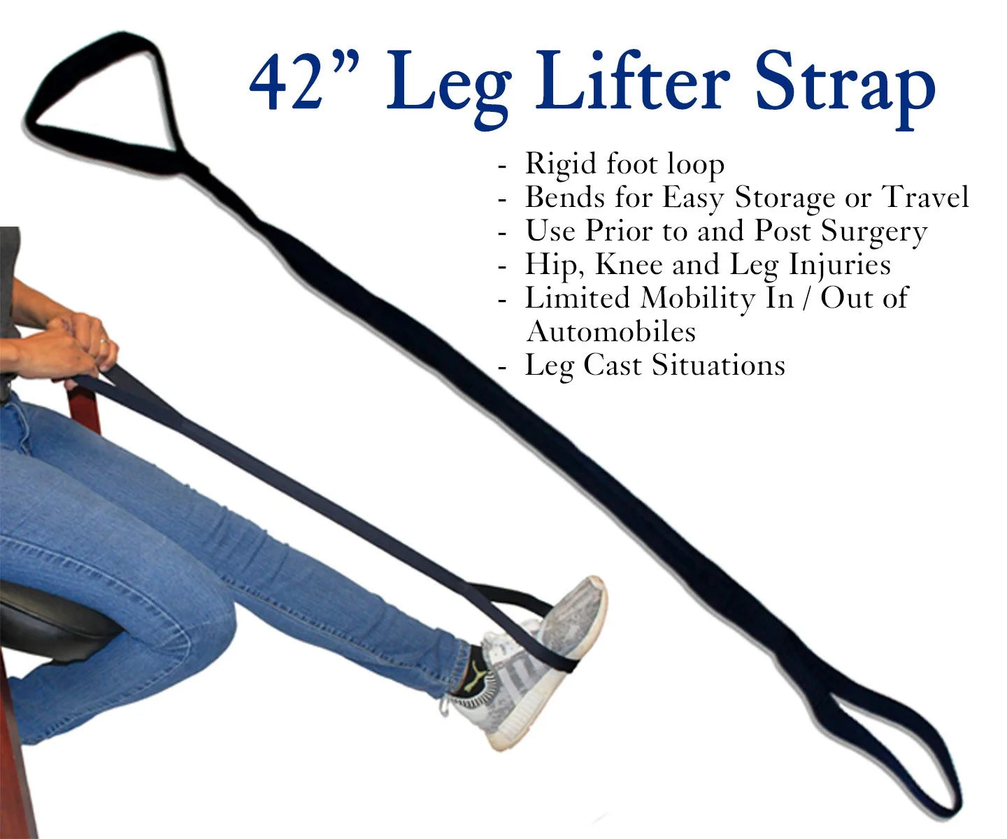 7-Piece Hip Knee Replacement Kit with Leg Lifter, 19 and 32 Inch Rotating Reacher Grabber, Long Handle Shoe Horn, Sock Aid, Dressing Stick, Bath Sponge - Ideal for Knee or Back Surgery Recovery