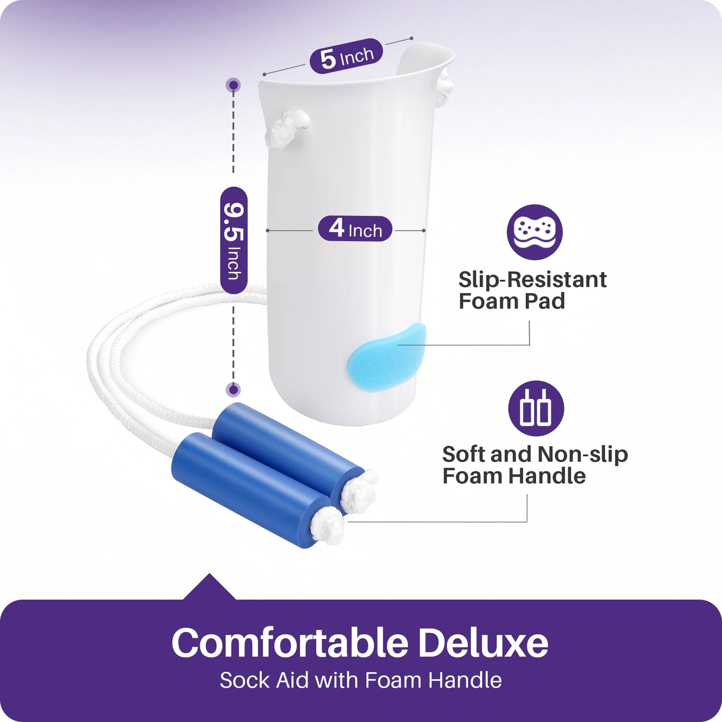 Easy on and off Sock Aid, Pulling Assist Device - Sock Helper Aide Tool with Foam Handles - Sock Assist Device for Elderly, Senior, Pregnant, Diabetics