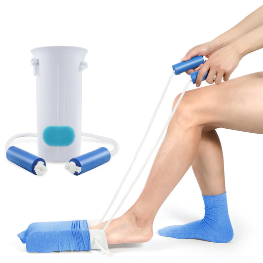 Easy on and off Sock Aid, Pulling Assist Device - Sock Helper Aide Tool with Foam Handles - Sock Assist Device for Elderly, Senior, Pregnant, Diabetics