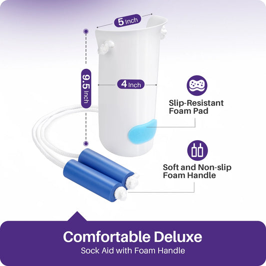 Easy on and off Sock Aid, Pulling Assist Device - Sock Helper Aide Tool with Foam Handles - Sock Assist Device for Elderly, Senior, Pregnant, Diabetics